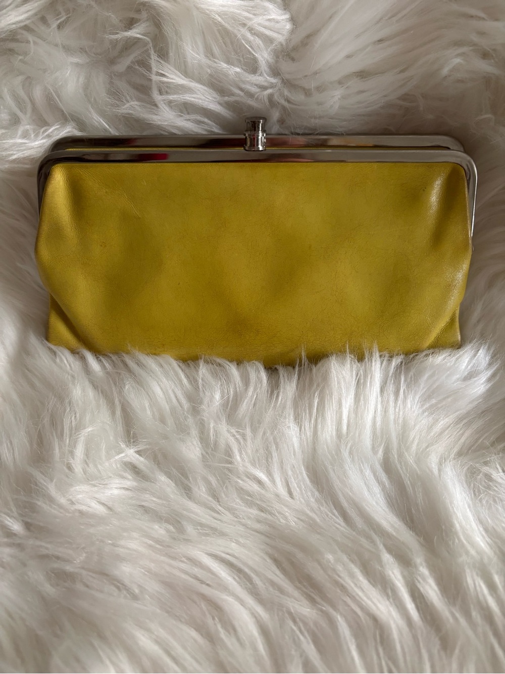 Hobo Yellow Leather Frame Clutch Bag